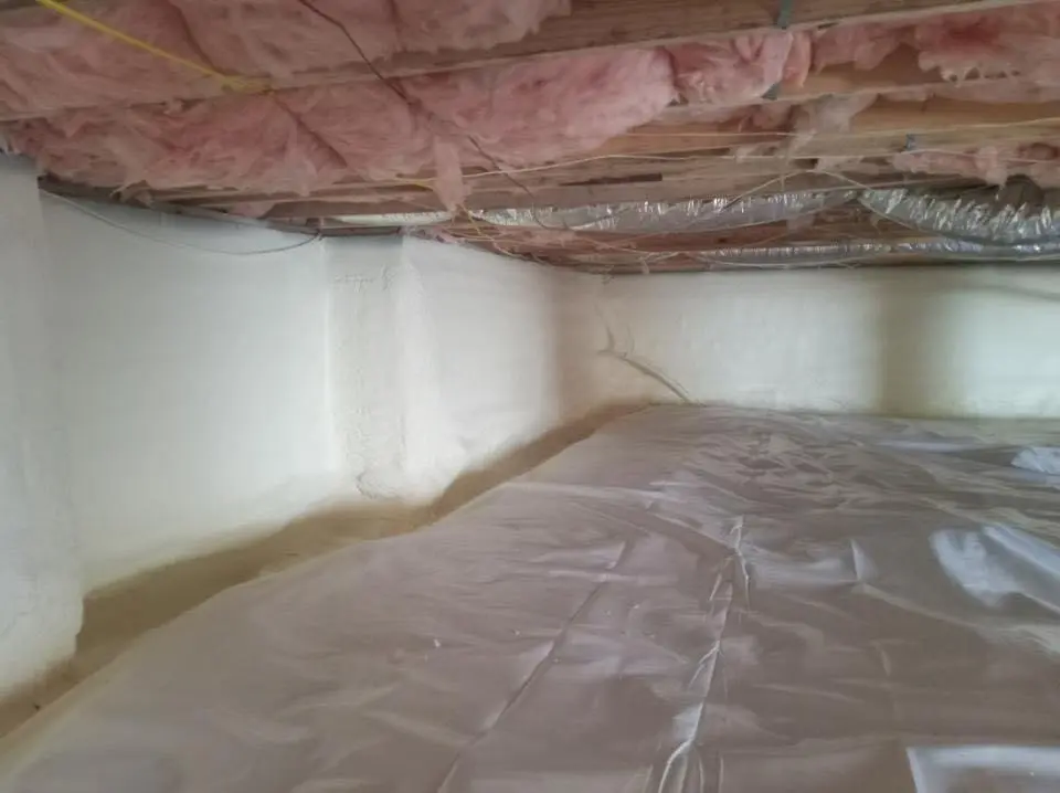 Crawl space encapsulation with closed-cell spray foam for Roof Leak Repair in Zebulon